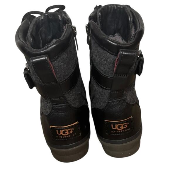UGG Kesey Waterproof Leather & Textile Wool Lined Winter Boots SZ 7 - Picture 3 of 9